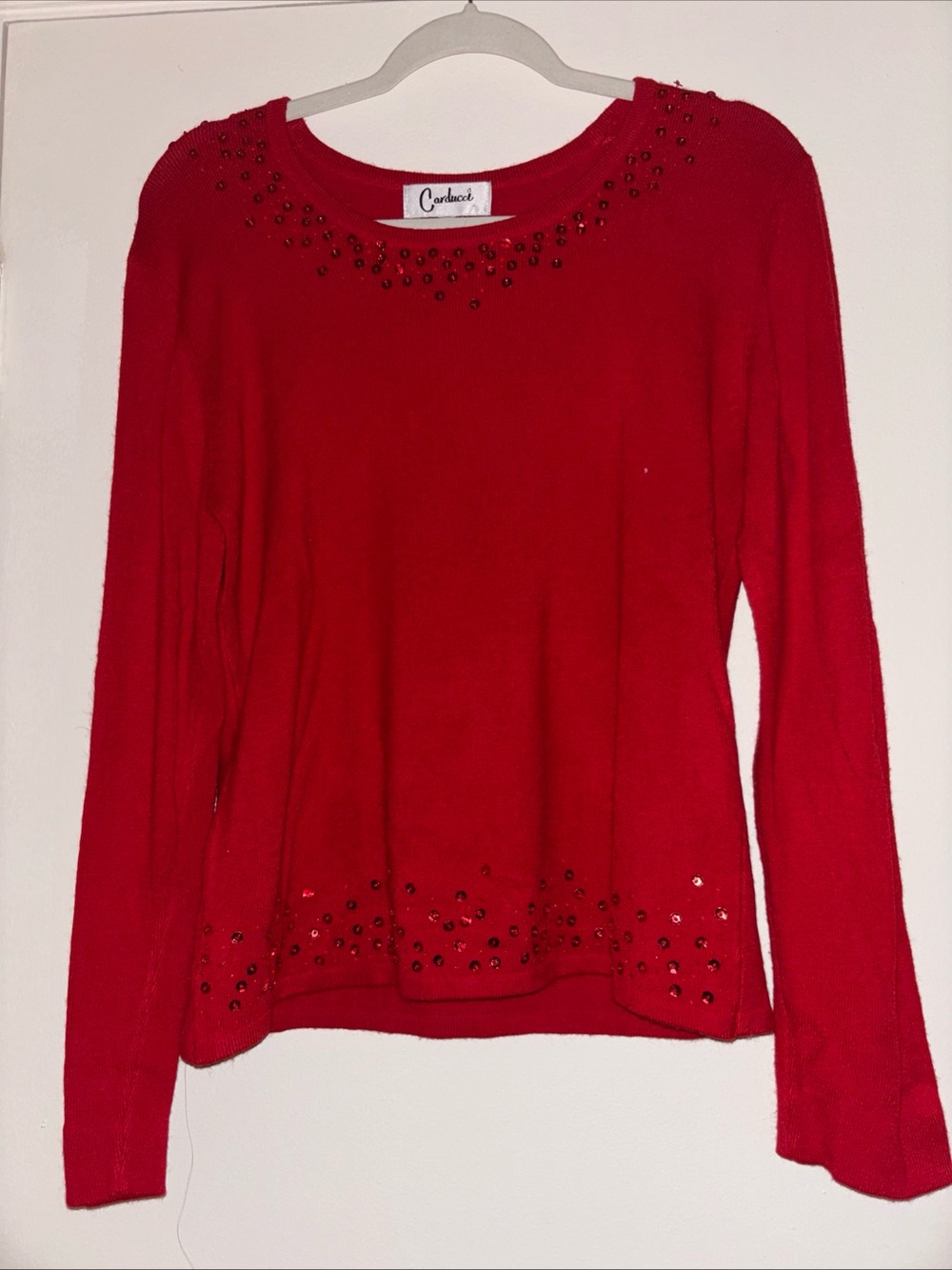 Candence Red Embellished Long-Sleeve Sweater